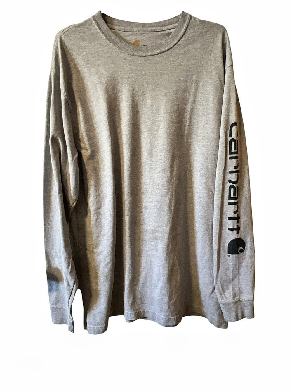 Carhartt Loose Fit spell out Heavyweight Long-Sleeve Logo T-Shirt Gray Large
